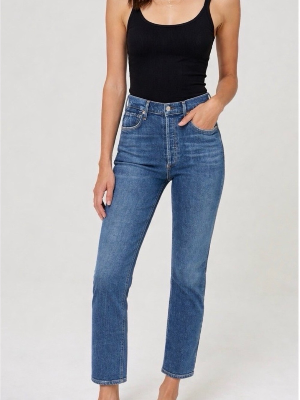 Citizens Of Humanity Charlotte High-Rise Straight Jeans in Medium Blue